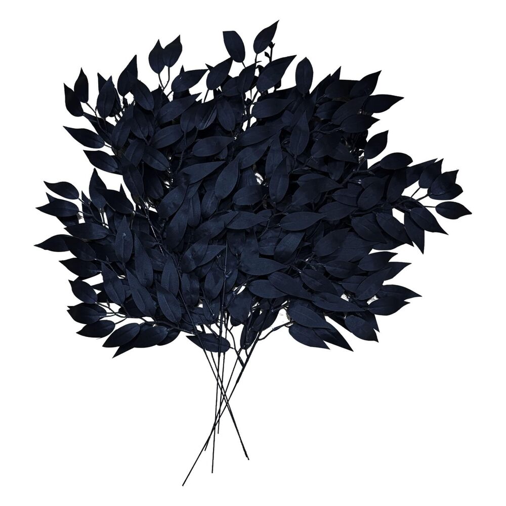 5085 6 Pack Halloween Artificial Black Leaf Bouquet, 23" Black Italian
